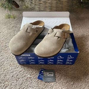 Birkenstock Boston taupe suede NWB! narrow fit womens